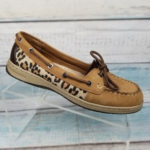 Naturalizer Oliver Womens TanLeopard Boat Shoes 10